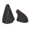 GEAR & HANDBRAKE GAITER BLACK LEATHER RED STITCHING