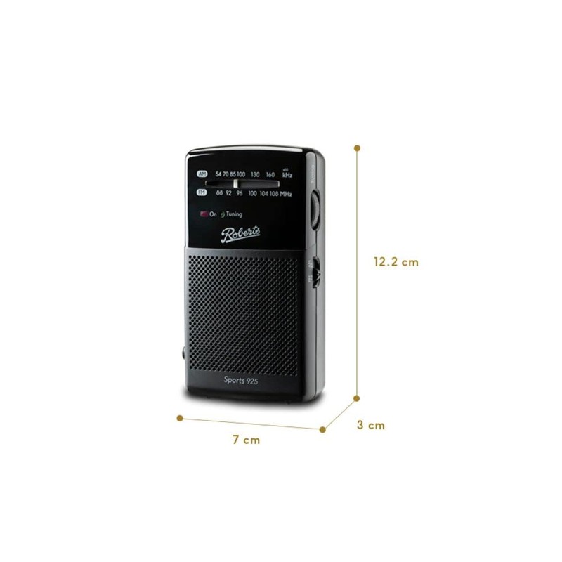 Roberts Sports 925 Personal FM/AM Radio - Black