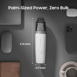 A9life Handheld Vacuum Cordless, Car Vacuum Cleaner Portable with HEPA Filter, 2 Suction Modes, Mini Hand Held Vacuum Rechargeable for Car, Home, Pet Hair, Office, Desk, Keyboards (White)