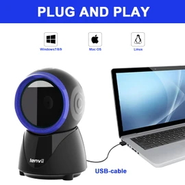 LENVII D8800 Hands-Free 2D Barcode Reader, Wired QR Code Scanner