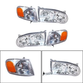Nurniacl 2-Pack Headlights Assembly Headlamps with Corner Signal Lamp Clear Lens Left and Right Side Replacement for 2001-2002 Corolla