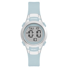 Armitron Sport Women's Digital Chronograph Resin Strap Watch, 45/7012,Light Blue/Silver