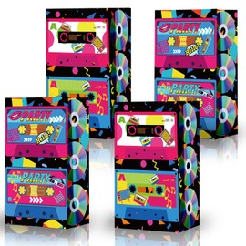 Zonon 24 Pieces 90s Party Favor 90s Party Goody Bags 80s Paper Gift Bags Disco Treat Bags Boom Box Candy Bags Retro Radio Decorations Hip Hop Theme Party Favor 1990s Birthday Party Supplies