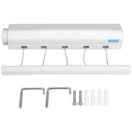 Retractable Clothesline, Plastic Adjustable Clothes Drying Rope Hanger for Indoor Outdoor Use(5 Ropes-A)