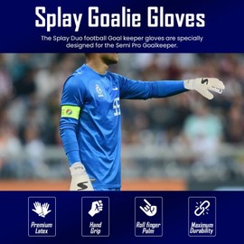 Splay Duo Football Gloves Size 9,Provides Ball Control & Grip, Comes with Wrist Strap for Comfort & Fit, Semi-Pro Goalkeeper Gloves, For Advanced Level Players