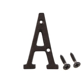Betorcy 3 Inch Address Number, House Numbers for Outside, Cast Iron Metal Letter Garden Door Mailbox Decor with Screws, Black Letter A