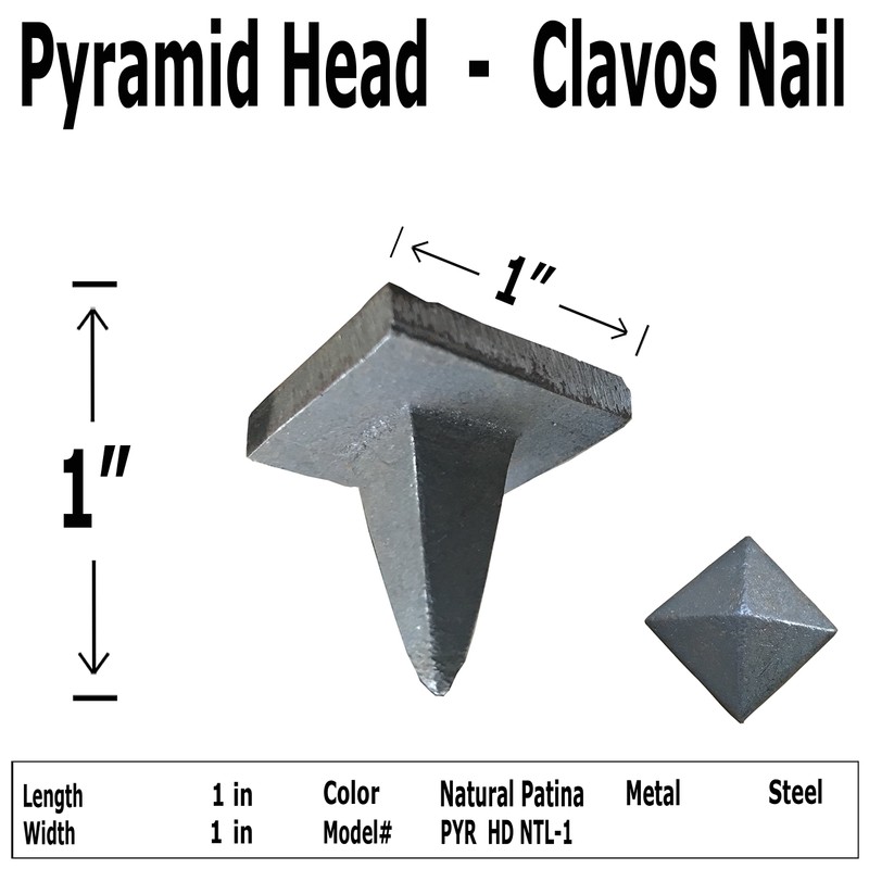 (50) 1" - Pyramid Head Clavos - Natural Patina Finish
