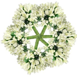 Dreams@ 100 Pc Fashion Artificial Pollen Flower for Tiara and Jewelry Making, Mehendi,Wedding. Gajra Artificial Hair Jasmine Hair Piece (Off White)