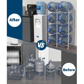mocomax 5 Gallon Water Jug Rack, Detachable Water Bottle Holder for 8 Bottles, 4 Tier Heavy Duty Water Cooler Jug Rack, Water Bottle Organizer Storage Rack for Kitchen, Office, Living Room, White