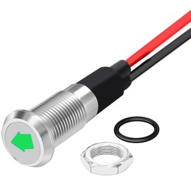 RUNCCI-YUN 8mm 12V 24V Waterproof LED Metal Indicator Light,LED Warning Light Panel Mount Indicator Power Indicator Dash Light, for Car Truck Boat(Green