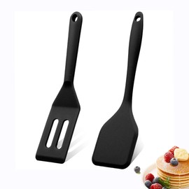 （2 Pack） Heat-Resistant Flexible Silicone Spatula for Baking, Cooking, Small Silicone Spatula Kitchen Utensils for Cookies & Brownies, Mini Rubber Spatulas for Nonstick Cookware (Black)