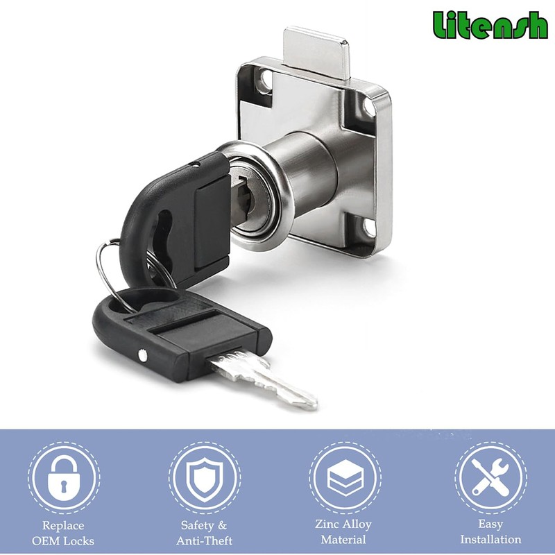 Litensh Cam Lock 22mm, 4PCS Security Cabinet Lock with Key