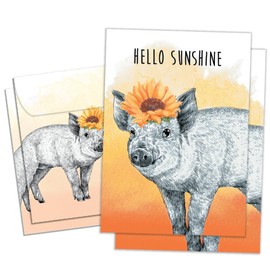 Tree-Free Greetings Two Card Pack with Matching Envelopes, Eco Friendly, Made in USA, 100% Recycled Paper, 5"x7", Hello Sunshine Friendship (GT17966)