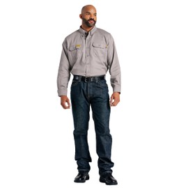LAPCO FR Modern Jeans for Men, Flame Retardant Work Pants, Relaxed Fit, Low-Rise, Bootcut, Washed Denim, P-INDM43