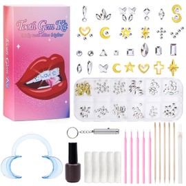Generic Generic Tooth Gems Kit Fashionable, DIY Teeth Jewelry with Shiny Crystals, Tooth Gems Decoration Starter Kit, Teeth Gems Kit, gold and silver