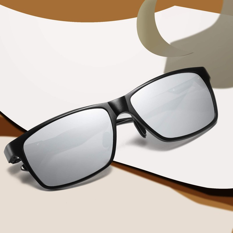 DUCO Sunglasses for Men Carbon Fiber Temples with Rectangular Polarized