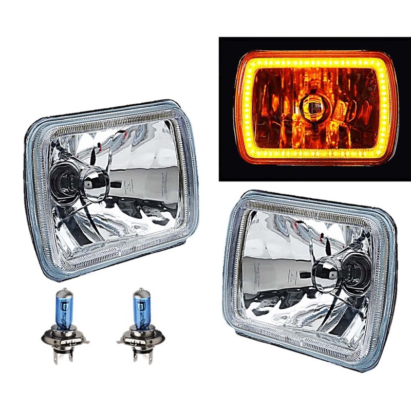 Octane Lighting 7X6 Inch Amber SMD LED Glass/Metal Headlight Halogen