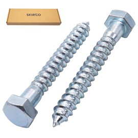 SKIR'CO Pack of 10 DIN 571 Galvanised Steel Hexagon Head Wood Screws M12 x 90 mm Screws Hex Head Key Screws