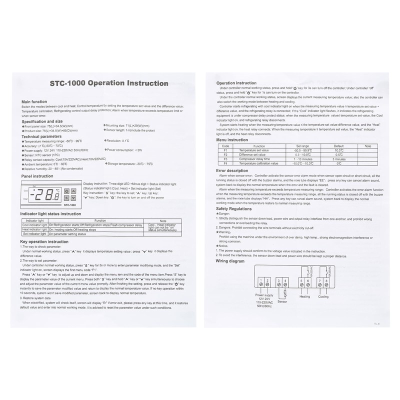 MECCANIXITY 2 Pack STC-1000 10A AC 110-120V Digital LED Temperature