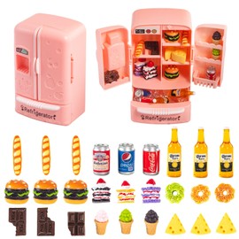 SAMCAMI Miniature Dollhouse Accessories, Refrigerator Toy and Mini Food for Dollhouse Kitchen, Miniature Things, Doll House Accessories and Furniture (No.1)