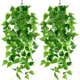 Firschoie 2 Piezas Plantas Colgantes Hiedra Verde Artificial, 100cm Corona de eneldo, Adecuado para Bodas, Jardines, decoración de Paredes            