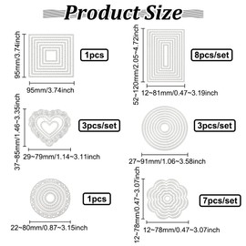 BENECREAT 6 Sets Cutting Dies, 38pcs Metal Stencils Nesting Die Flower Heart Square Embossing Tools for Festival Mother's Day Card Making, Scrapbooking Photo Album Making