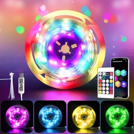 HELESIN Tira LED de Bluetooth, Luces LED RGB Música de Tira, Con Control de APP+Control Remoto IR de Teclas, 16 Millones De Colores Sincronización Musical,Partido Navideña y Halloween Decoración