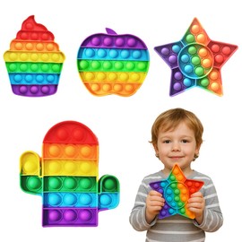 KOQAIIZ Pop It Bubble Fidget Spielzeug, 4Pcs Silikon Antistress Toy für Stressabbau, Kinder und Erwachsene