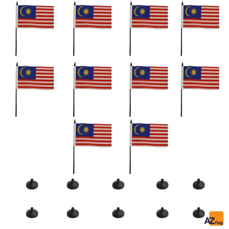 AZ FLAG Pack of 10 Malaysian Table Flags - 15