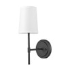 Globe Electric 51859 Clarissa Wall Sconce, Matte Black, White Fabric