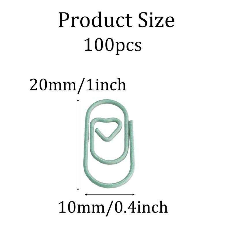 pson 100Pcs Heart Shaped Paper Clips, Cute Metal Mini Clips