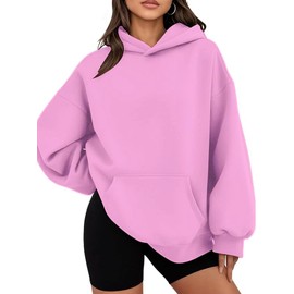 IRIVOSEY Womens Hoodies Oversized Casual Plain Fleece Sweatshirts Long Sleeve Baggy Sweaters Pullove Fall Fashion Outfits Winter Clothes Y2k Hoodie with Pockets (Pink,3X-Large)