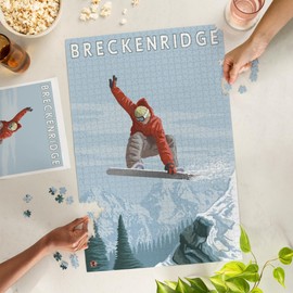 Breckenridge, Colorado, Jumping Snowboarder (1000 Piece Puzzle, Challenging Jigsaw Puzzle for Adults, Made in USA)