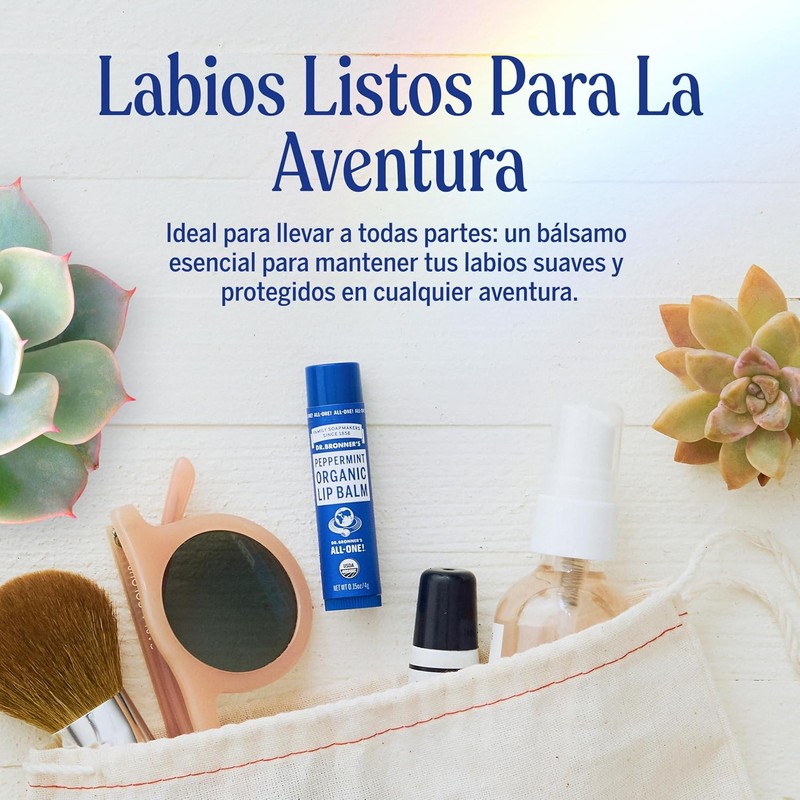 Dr. Bronner's Bálsamo Labial Orgánico Menta, Fórmula Hidratante y Refrescante