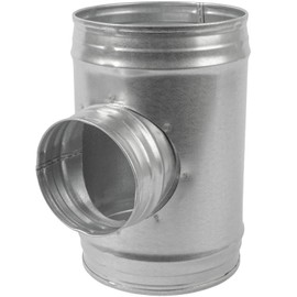 HVAC OV 6" Inch to 90° Degree 4'' Inch Branch T-Joint - Metal for Round ducts - D150 to D100 - Galvanized Steel - 3 Way Duct Connector - Adapter - Flange - for Home or Industrial HVAC Ventilation