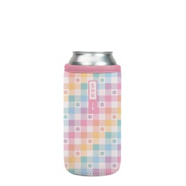 Sok It CanSok Sleeve for Beer & Soda Insulated Neoprene Cover (Gingham Flowers, 16oz Can Sleeve)