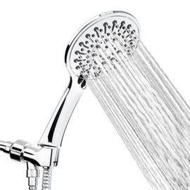 LINPUNG Shower Heads with Handheld Spray Combo, No Tingling Sensation, handheld shower head with 79-inch Shower Hose, 6-Spray Modes, Chrome Shower Wand California