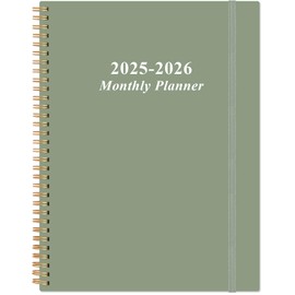 2025-2026 Monthly Planner - 18 Monthly Calendar, July 2025 - December 2026, Two Pages Per Month, 9" x11" Planner with Tabs, Strong Twin-Wire Binding, Inner Pocket, Green