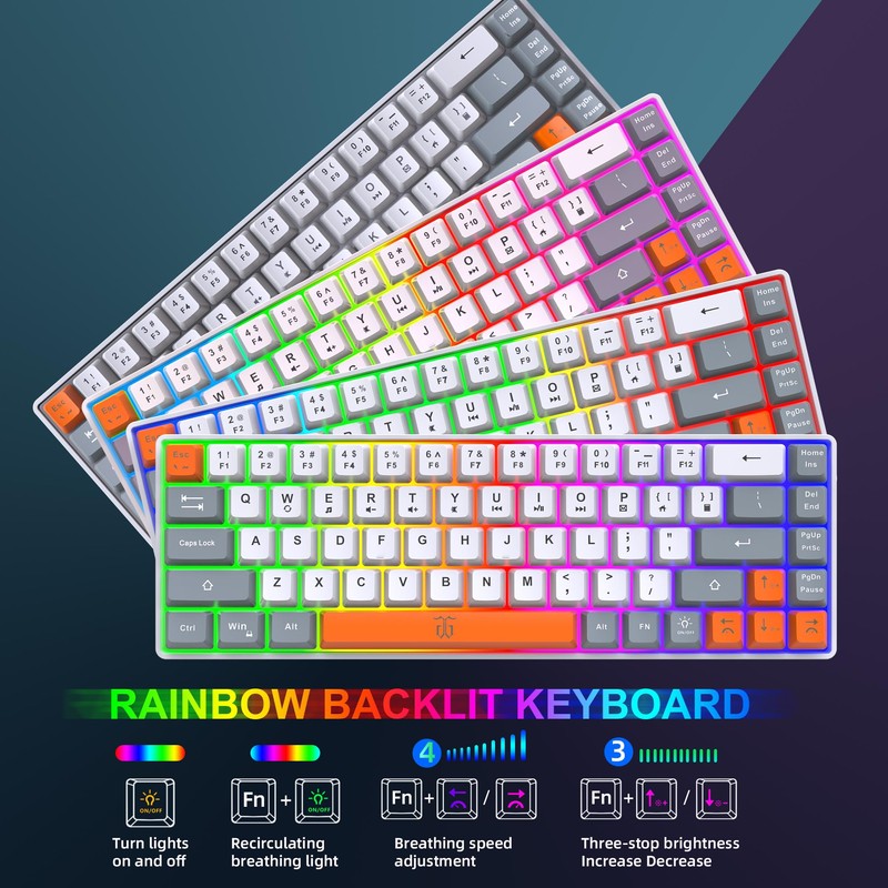 Snpurdiri 60% Wireless Gaming Keyboard and Mouse Combo,Rainbow Backlit Rechargeable