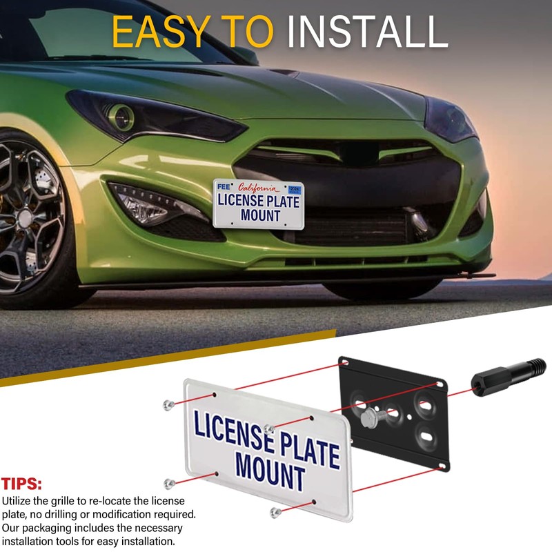 Anti-Theft License Plate Holder Compatible with Hyundai Elantra Sport 2017-2021