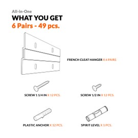 French Cleat 4 inch 6 Pairs Mirror Hanger Kit 50 lb Z Hanging Heavy Picture Mirror Frame Wall Mounting Bracket Hardware Duty Clips Hangers Brackets Mount Cleat Cabinet Shelf Hooks Art Board Canvas