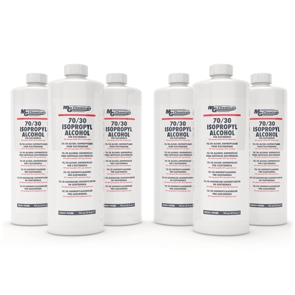 MG Chemicals 8241 70/30 Isopropyl Alcohol Electronics Cleaner, 945mL Bottles (6 Pack)
