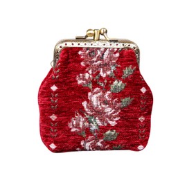 Carpet Bag Double Kiss Clasp Coin Purse Pouch,Vintage Change Wallet Card Holder