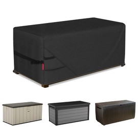 Porch Shield Patio Deck Box Storage Cover - 600D Outdoor Waterproof Cover for 73 Gallon Box Tear Resistant Rectangular Fire Pit Table Covers 44 x 28 x 24inch Black