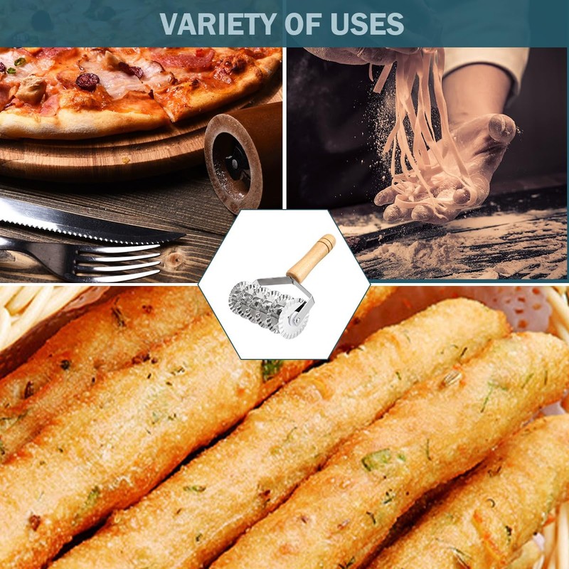 DOERDO Stainless Steel Noodle Lattice Pastry Crust Roller Cutter Pasta