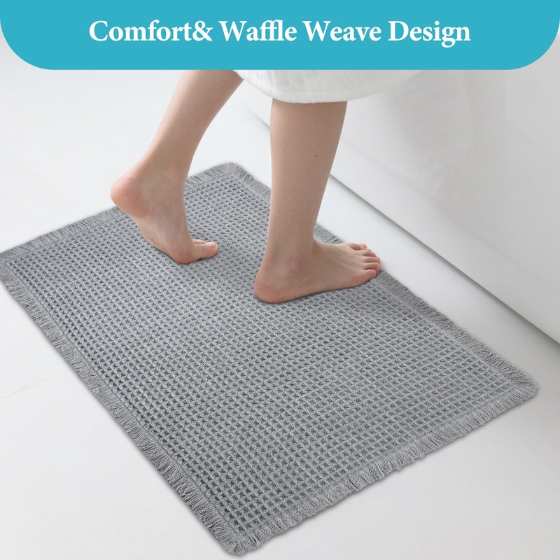 Waffle Bath Mat 30" x 17" Super Absorbent - Non