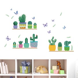 astylishome Wall Stickers Kids Green Potted Plant Decal Butterfly Wallpaper Paste Tropical Flower Walls Sticker for Office Nursery Living Room Bedroom Kitchen Decor 0419