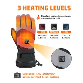 Heated Gloves, 7.4 V 3000 mAh Heated Gloves for Men and Women, Heated Motorcycle Gloves for Outdoor Hiking Motorcycle Camping
