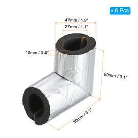 PATIKIL 1" Elbow Insulation Tubing, 6Pcs Self Adhesive Water Pipe Insulation Tube Foam Tubes Sleeve Cover Wrapping with Aluminum Foil for Heat Preservation Freeze Protection, Black
