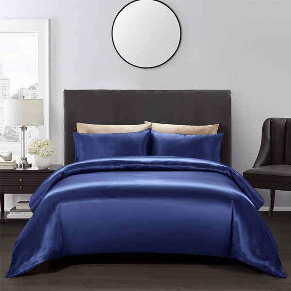 AiMay 3 Piece Satin Duvet Cover Set Bedding Sets Luxury